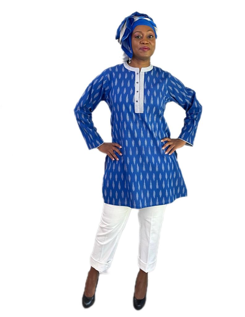 Ikat Top Style 13 - Blue and Gray