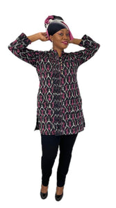 Ikat Top Style 6 - Black and Magenta