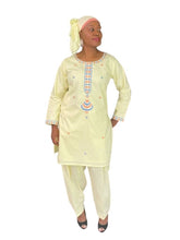 Load image into Gallery viewer, 3-PC Outfit Style 5 - Embroidered Light yellow cotton Outfit

