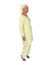 Load image into Gallery viewer, 3-PC Outfit Style 5 - Embroidered Light yellow cotton Outfit