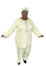 Load image into Gallery viewer, 3-PC Outfit Style 5 - Embroidered Light yellow cotton Outfit