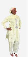 Load image into Gallery viewer, 3-PC Outfit Style 5 - Embroidered Light yellow cotton Outfit
