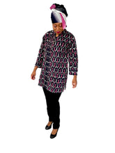 Load image into Gallery viewer, Ikat Top Style 6 - Black and Magenta
