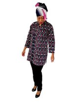 Load image into Gallery viewer, Ikat Top Style 6 - Black and Magenta