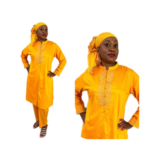3-PC Outfit Style 11 - Gold Cotton silk blend Outfit