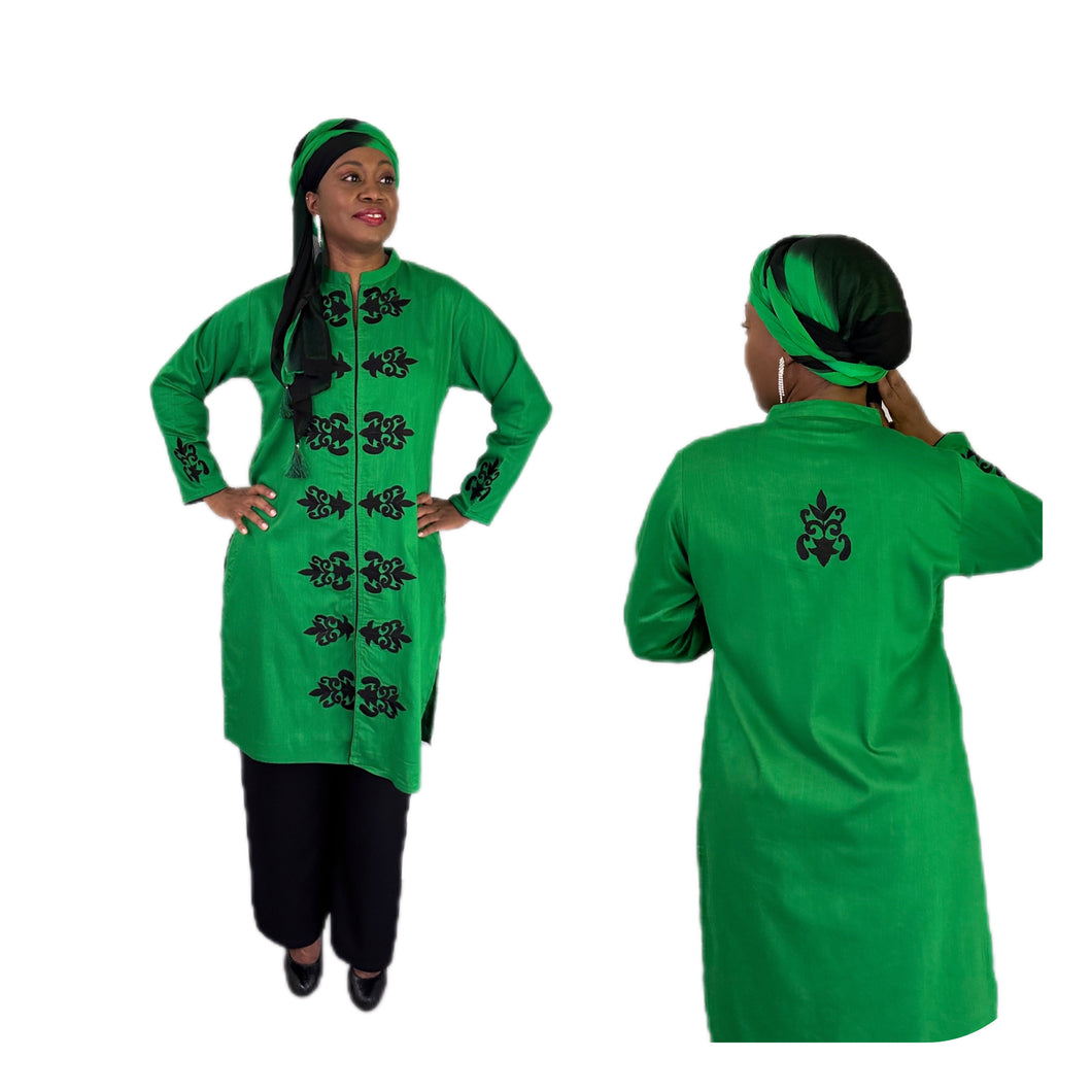 3-PC Outfit Style 12 - Green Cotton silk blend Outfit