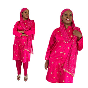 3-PC Outfit Style 10 - Magenta Cotton silk blend Outfit