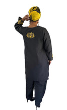 Load image into Gallery viewer, 3-PC Outfit Style 3 - Crepe Outfits Black with Gold  embroidery
